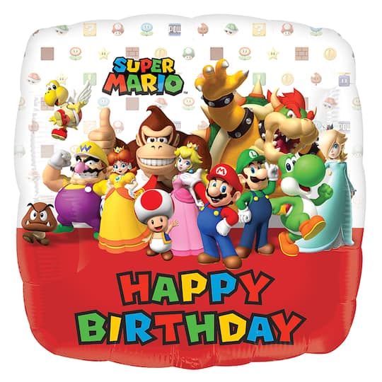 17&#x22; Super Mario Bros&#x2122; Happy Birthday Mylar Balloon